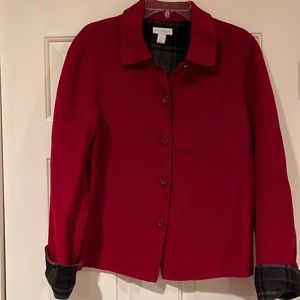 Red Jacket lined in gray plaid - size  M